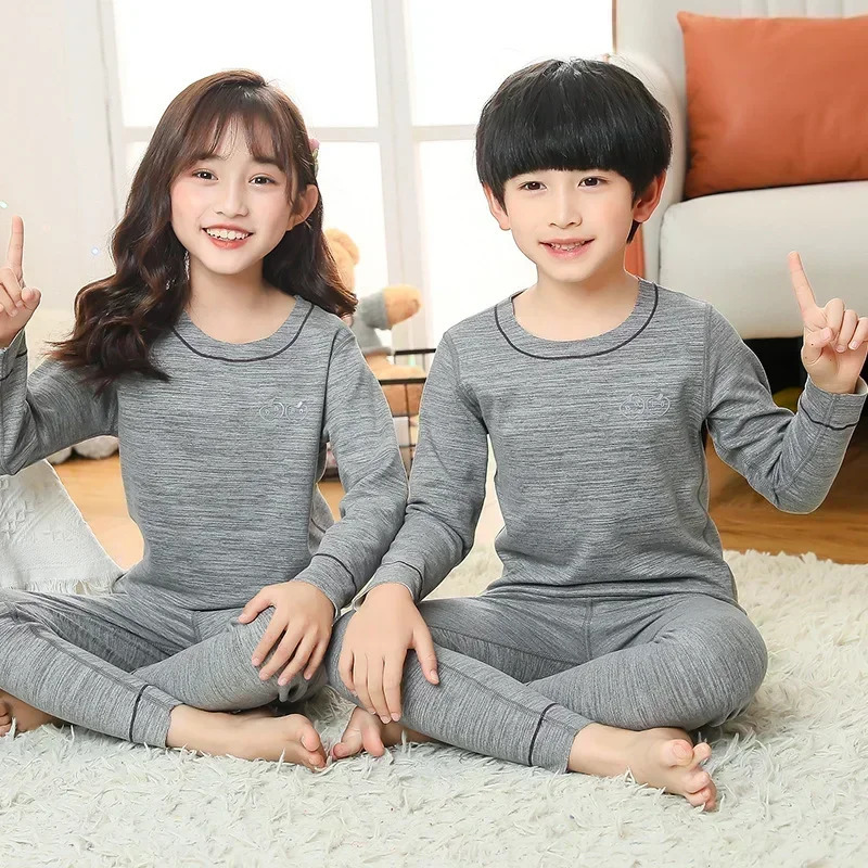 Winter Warm Pyjamas Sets for Boys Kids Thermal Pajamas Toddler Sleepwear Autumn Clothes for Children from 2 to 13 Years Old 250407