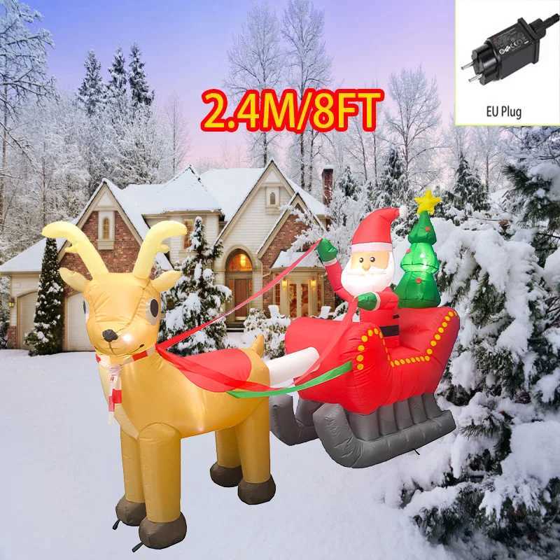 Outdoor Christmas Decorations Inflatable Toys Model Santa Vehicles Built-in LEDs Party New Year Ornament Xmas Garden Decor Props W251107