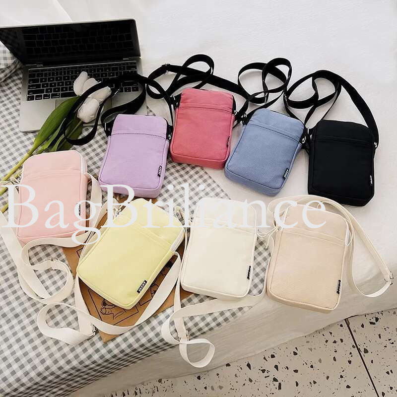 2025 Simple Trendy aron Solid Color Shoulder Crossbody Canvas Bag Versatile Fashion Zero Wallet Samll Square Phone Bags for Girls