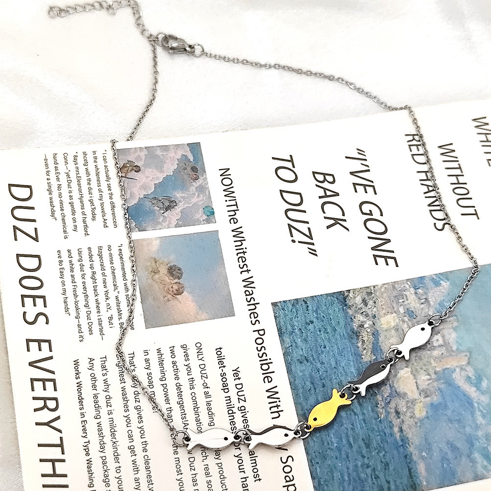 New Blue Fish School Upstream Inspiration Pendant Titanium Steel Bracelet Necklace Gift Jewelry