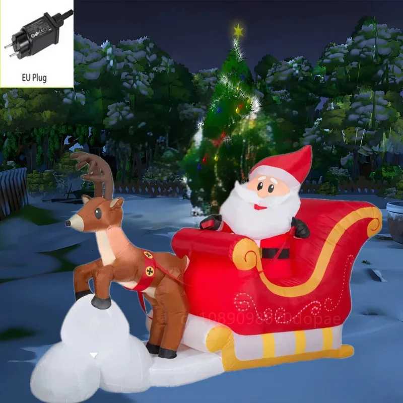 Outdoor Christmas Decorations Inflatable Toys Model Santa Vehicles Built-in LEDs Party New Year Ornament Xmas Garden Decor Props W251107