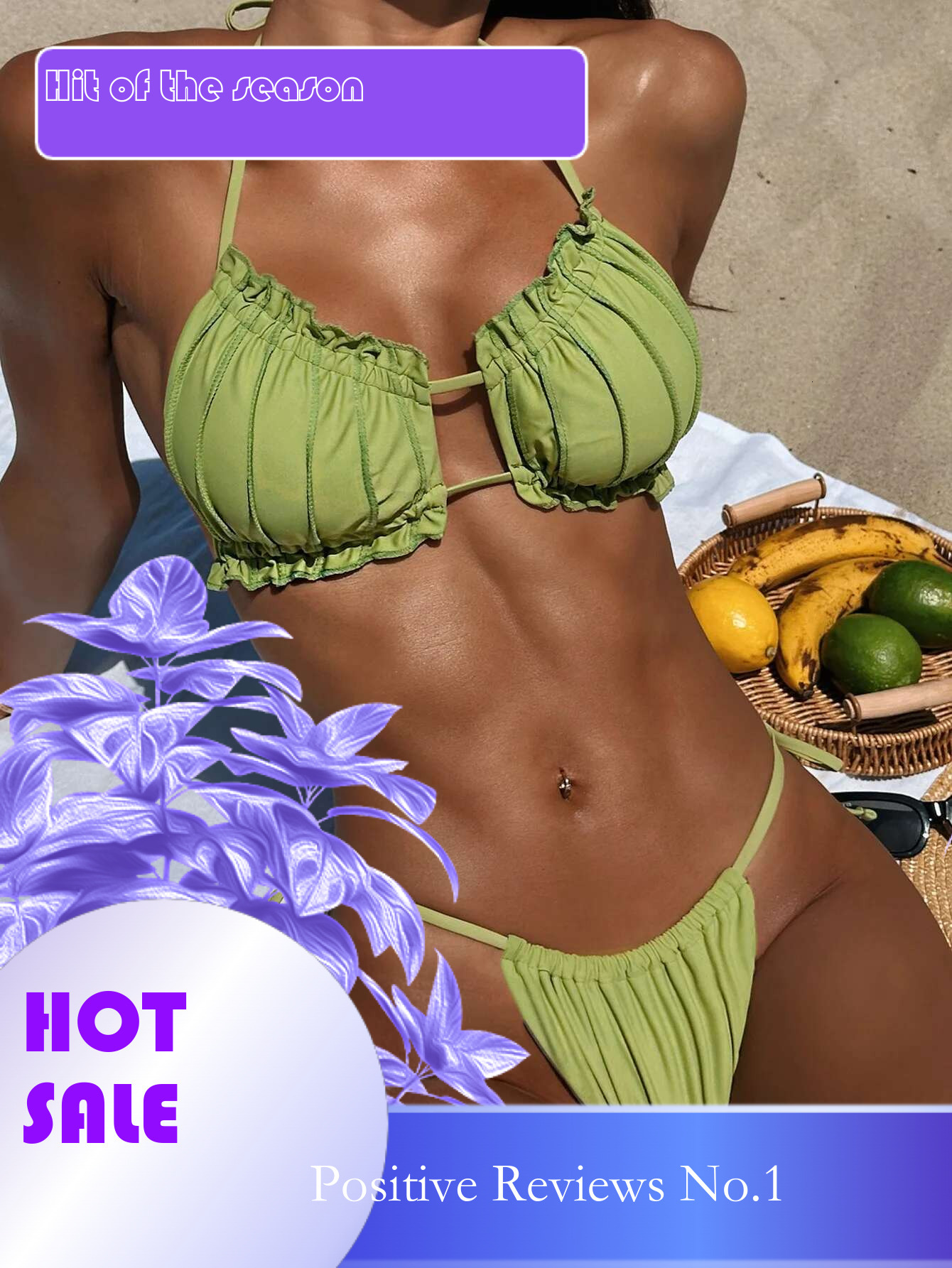 Dongdumaoyi Sexy Pleate Bikini Mujer Women Halter Push Up Hollow Out Bra Micro Swimsuit Beach Bathing Suit Tie Side Thong Swimwear