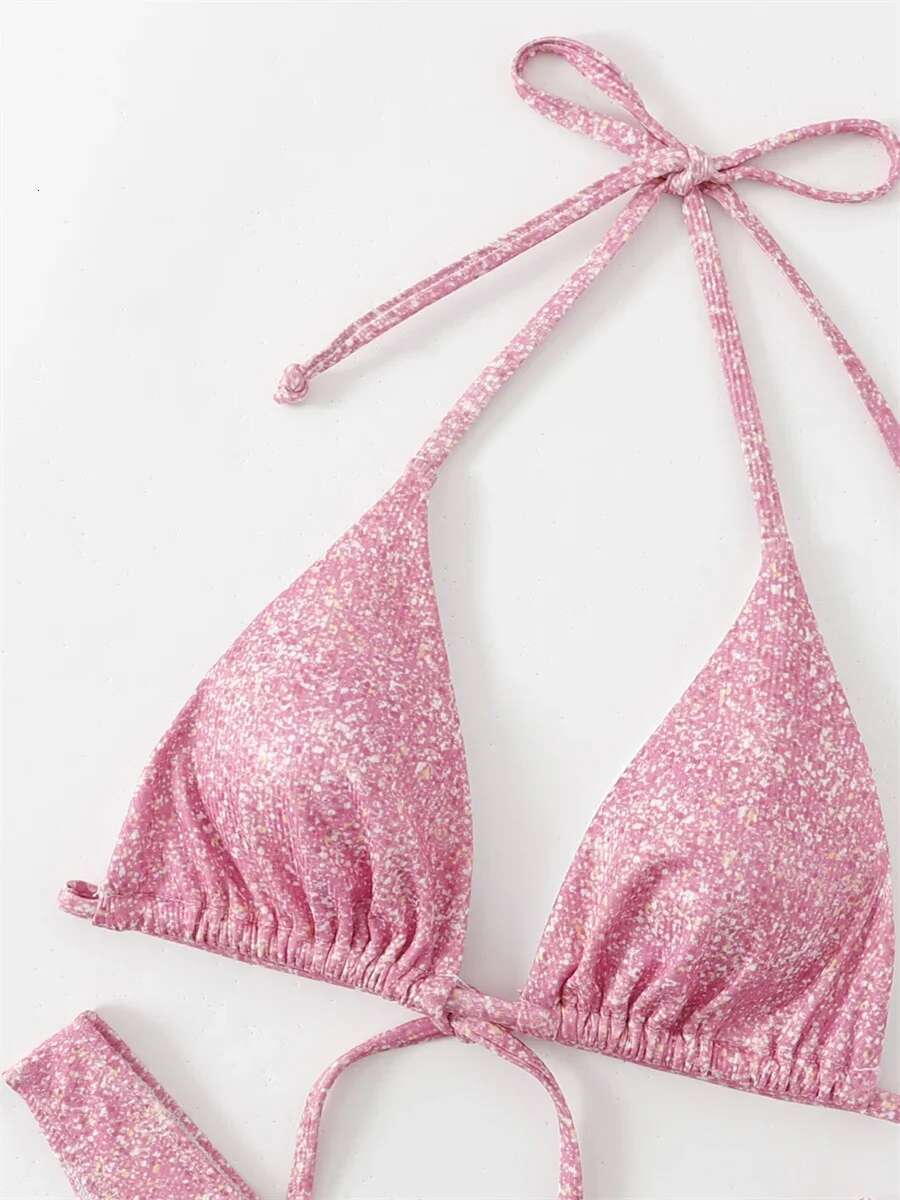 Dongdumaoyi Shiny Pink Bikini Mujer Swimwear Women Sexy Push Up Butterfly Designer High Waist Swimsuit Summer Bathing Suit Biquini