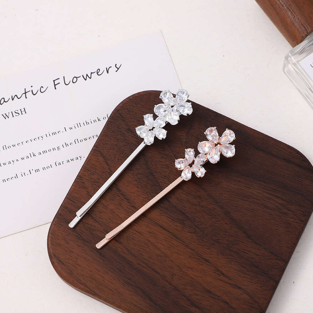 NEW New Korean style fresh one letter clip diamond inlaid accessory headband with rose flowers and small fragrant hair hairpin