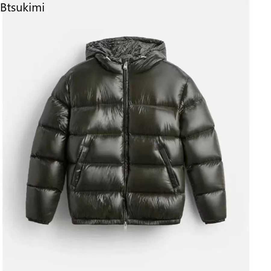 Autumn Winter New Mens Fashion Simple Cotton-padded Coats Casual Zipper Hooded Down Cotton Jackets Solid Cold-proof Warm ParkasT251107