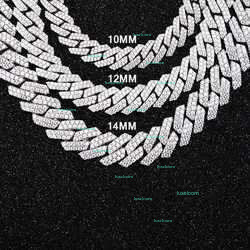 Men's Hip Hop Cuban Link Chain with Graded Moissanite - Stainless Steel & Gold Plated 8mm-14mm Width Necklace for Style Enthusiasts