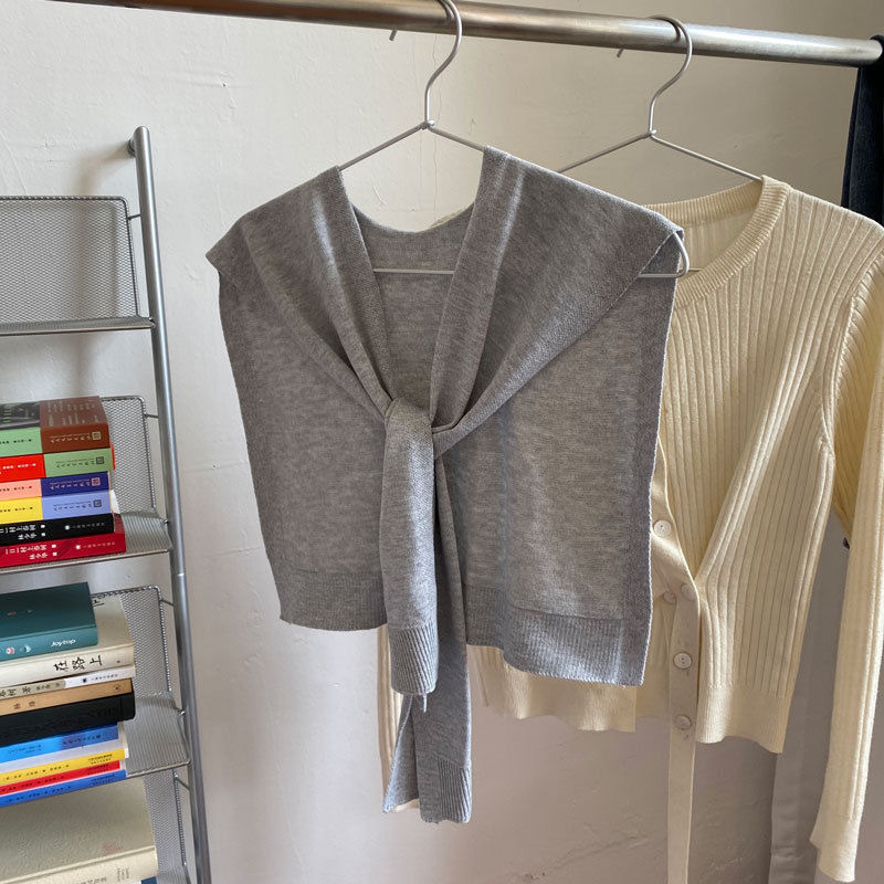 K331 Pure color 6 wool Korean knitted outerwear autumn small shawl summer small waistcoat net celebrity knitted stripes