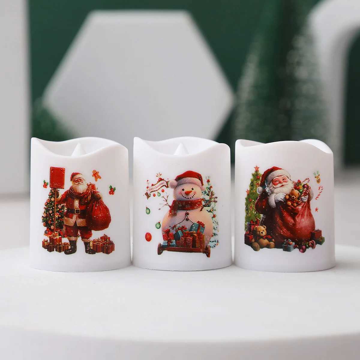 Christmas Candle Set Old Man Tree Snowman Christmas Eve Carnival Romantic Ornaments Light Led Christmas Decoration Candles Light W251107