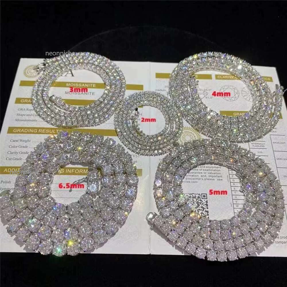 4-5MM Width Fashion Pendant Necklaces Fine jewelry sterg sier vvs moissanite necklace dia mossanite tennis chain for Women Men