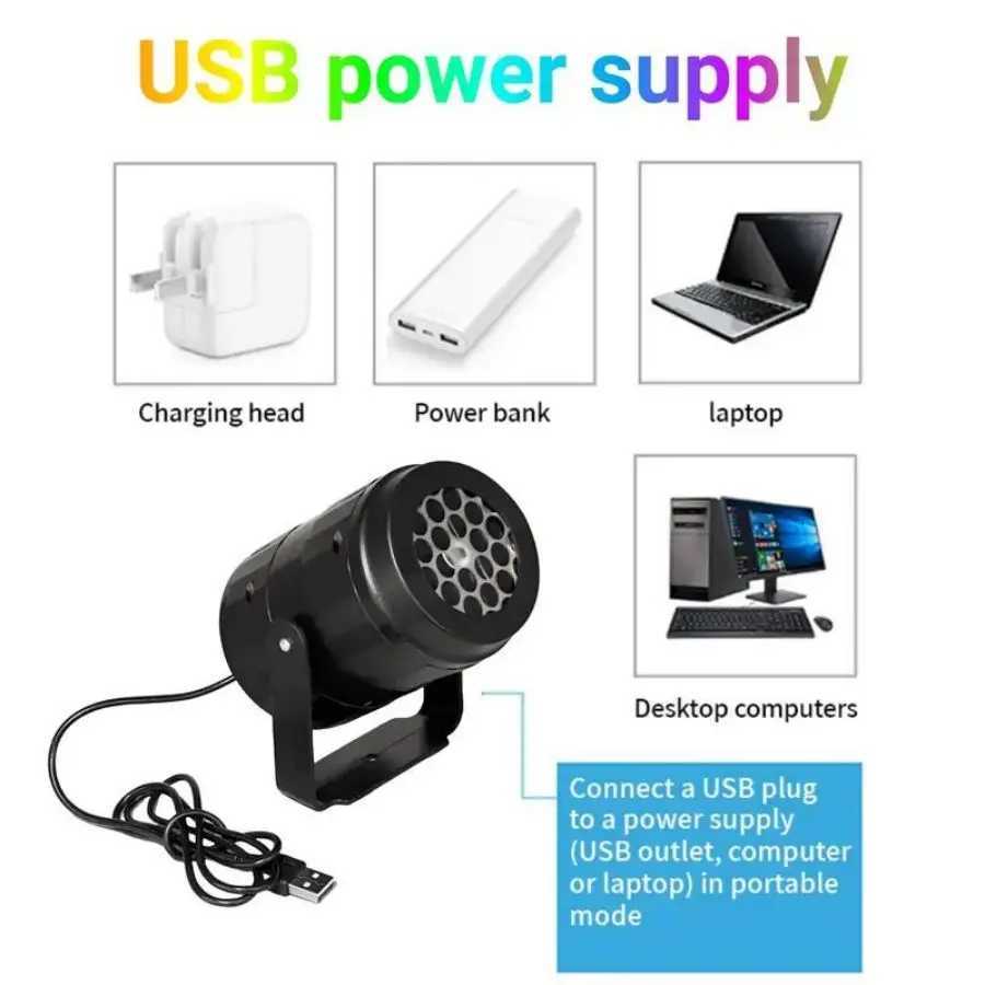 USB Powered Snowflake Projector Lights Christmas Snowflake Projector Led Decor Lights Party Garden Stage Holiday Night Lights W251107