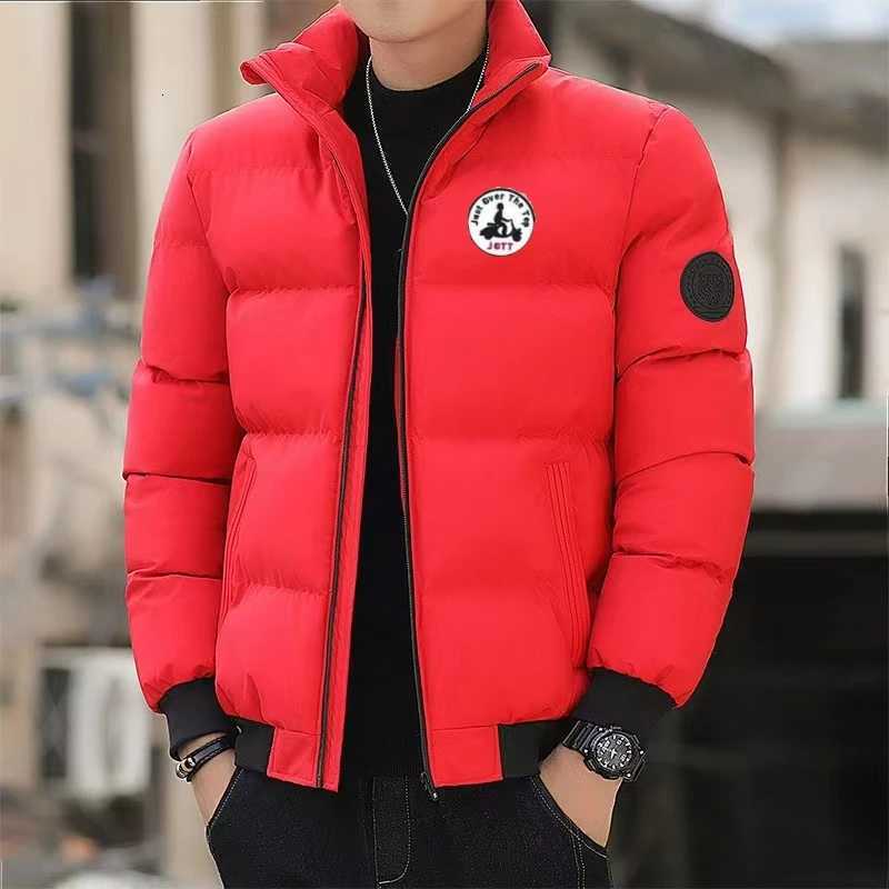 Cross-Border Mens Stand-Up Collar Cotton Coat Thickened Winter Warm Fashion Printed Zipper Cardigan Silk Cotton JacketT251107