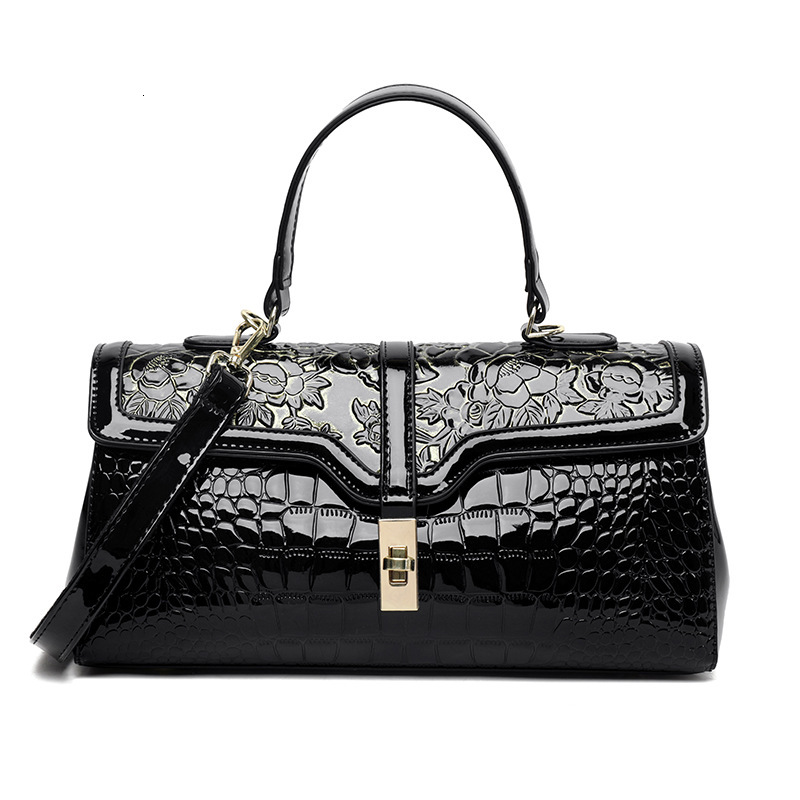 Crocodile Design Bag Women's Retro Fashion PU Leather Commuter Crossbody Bag