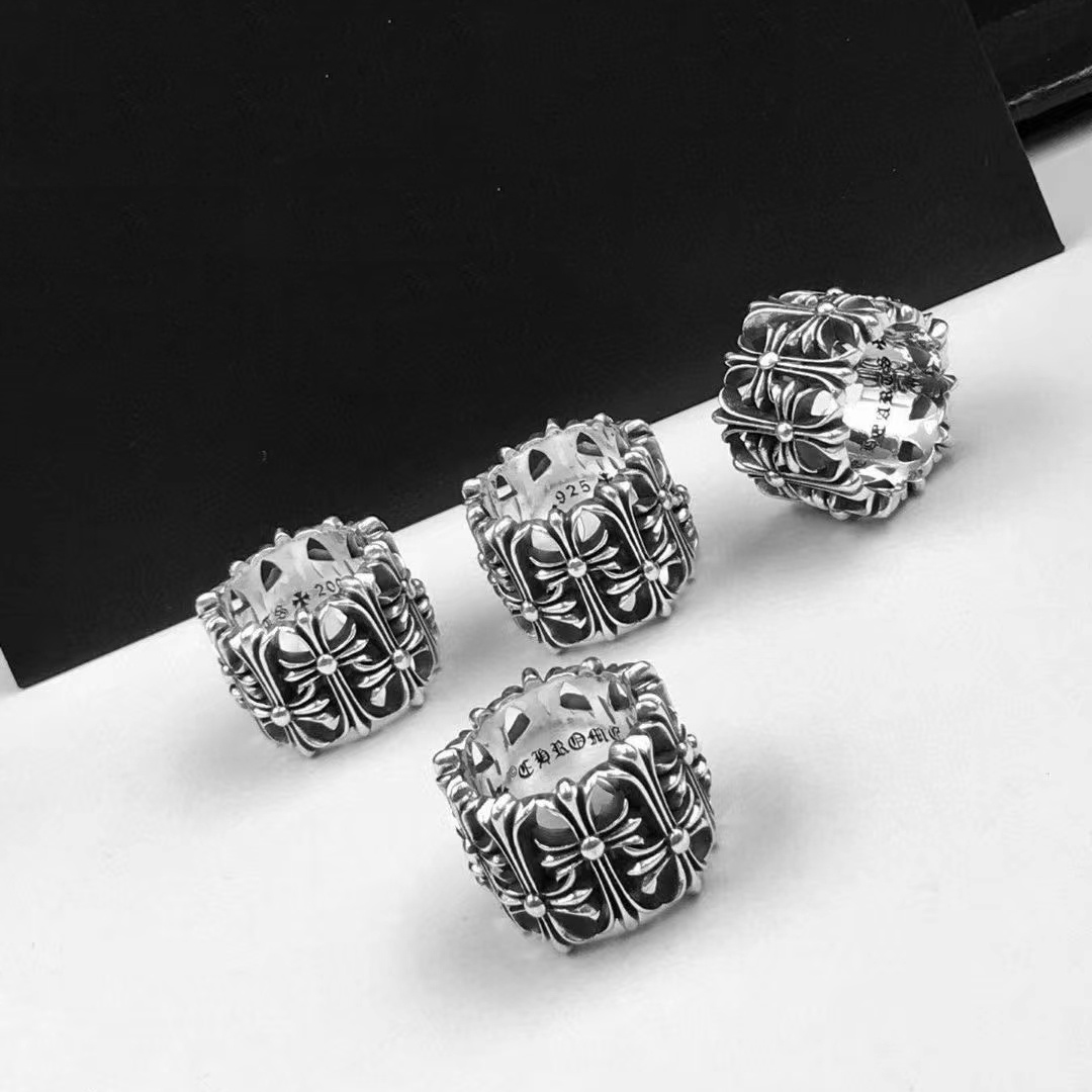 Cross Rings Designer for Mens Band Rings Womens Chromers cross shape rings 925 Thai Silver Couples Band Ring Engagement Wedding Party Jewelry gift Wholesale Mixi