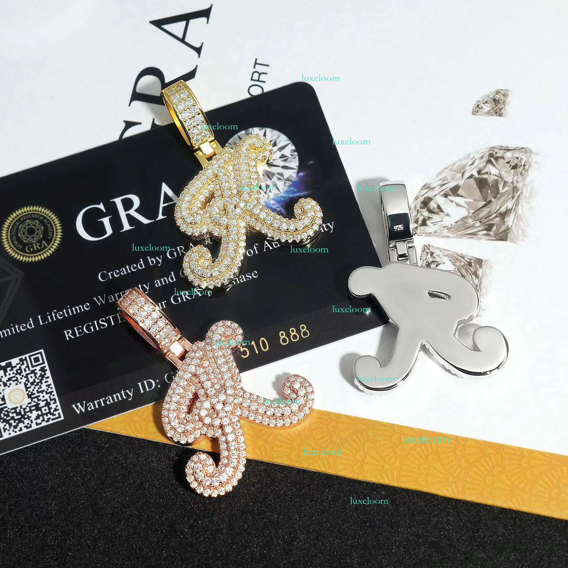 High quality hip-hop jewelry charm pendant pass tester made of pure sier ice with the letters K in silica