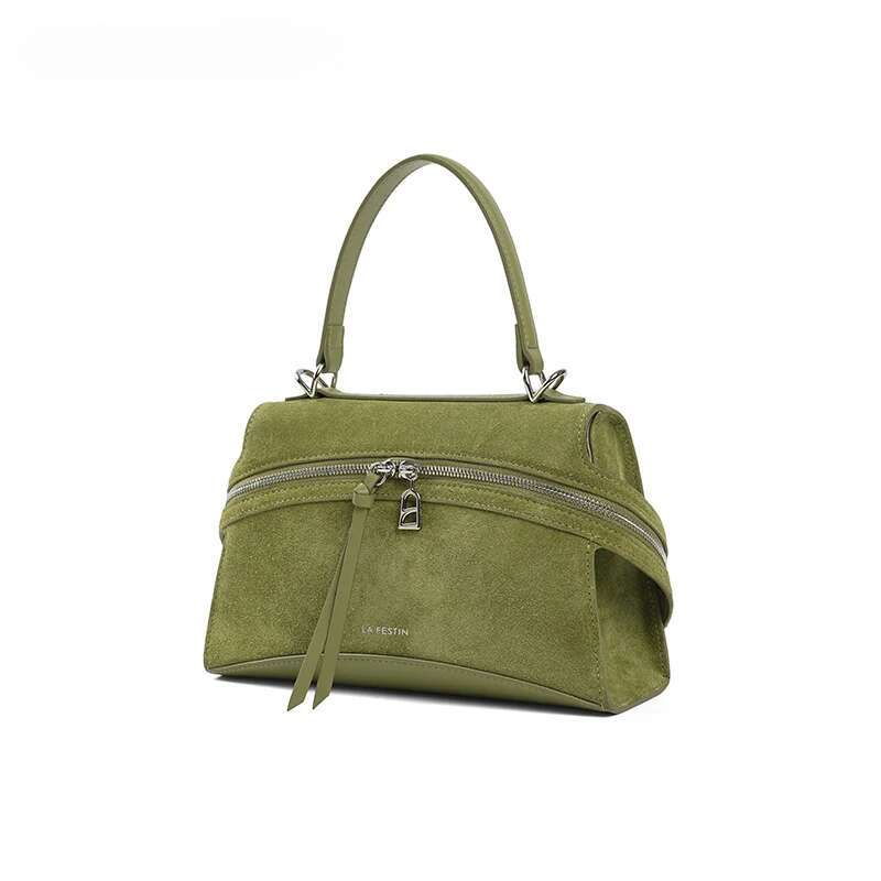 Original Brand Women's Bag 2025 New Green Shoulder Crossbody Suede Handbag Designer Leather Bag
