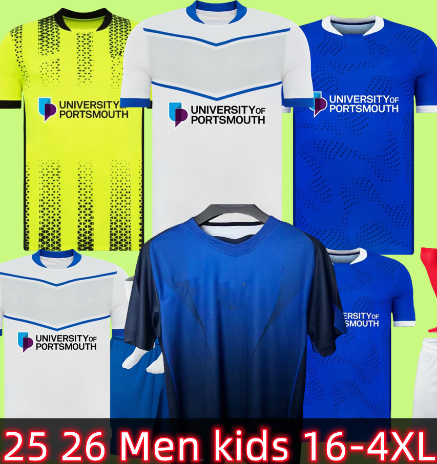 25 26 Portsmouth Soccer Jerseys 2025 2026 Home AWAY 3rd SAYDEE 15 BISHOP 9 YENGI 10 Football Shirt Maillots Adult Camesita De Futol Men Kid Soccer Kits
