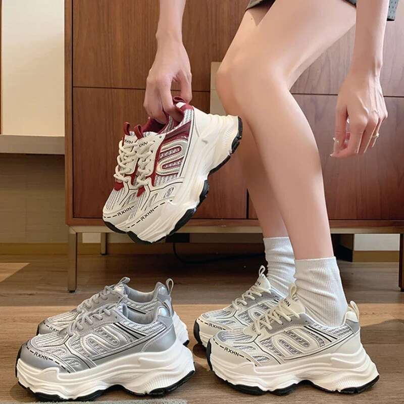Sneakers Autumn Fashion Breathable Casual Women Mesh Lace Up Comfort Platform Vulcanize Shoes atillas De Mujer