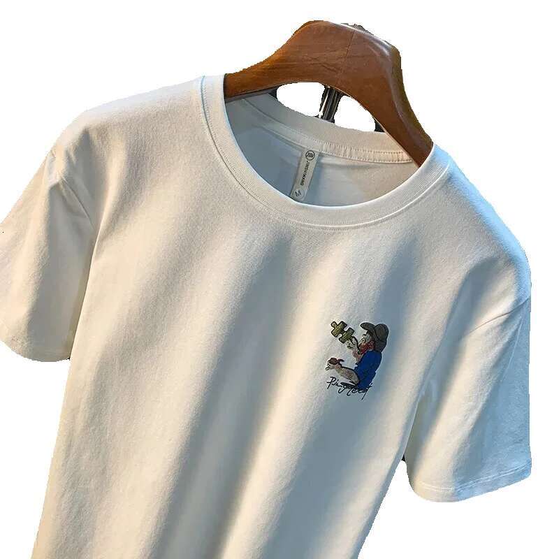 Men's short sleeved T-shirt, fashionable, abstract art print, loose, combed cotton, comfortable, summer