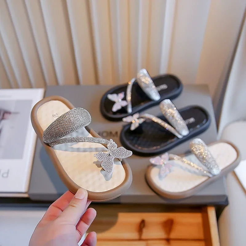Children Summer Kids Bowtie Butterfly Slippers Lightweight Anti-Slip Soft-Soled EVA Sandals for Girls Beach Casual Shoes 250407