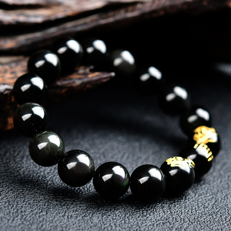 Obsidian five elements of water jewelry black crystal bracelets for men and women
