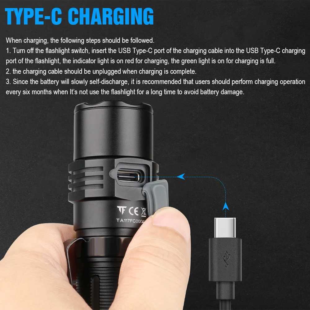 Trustfire T21R Tactical Led Flashlights 2600LM Type C USB Rechargeable 21700 Powerful Outdoor Lighting High Power Lanterns TorchW251106