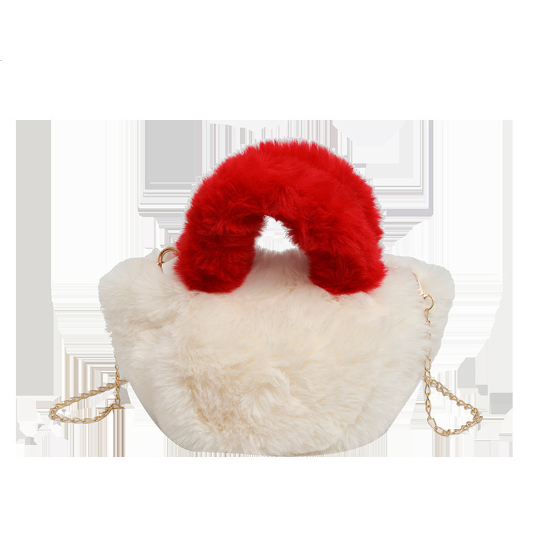 2025S Designer Women S Bag Hairy Handbag For Women In Autumn Winter Cute And Fashionable Chain Small Square Bag Contrasting Color Plush Single Shoulde