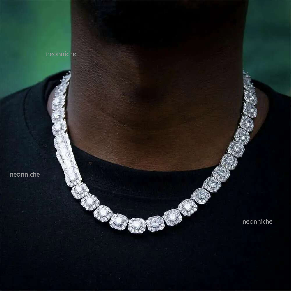 Jewelry designer 6mm 10mm Sterg d Color Vvs Moissanite Dia Cluster Tennis Sier Cuban Chain Necklace for Men Women gift DNLAN