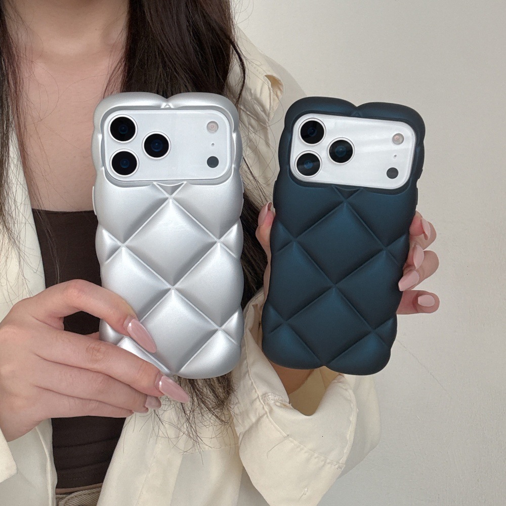 Leather Diamond Pattern Phone Case Compatible with iPhone 17/16 Pro Max Solid Color Protection Same as 15/14 Pro