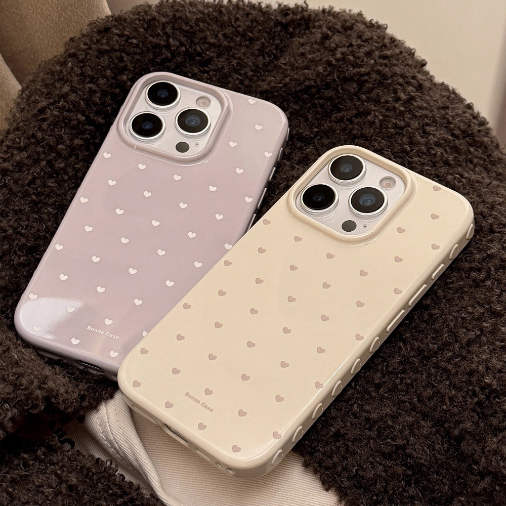 Solid Color Heart Phone Case Compatible with iPhone 17/16 Simple Full Coverage Personalized 15/14 Pro Max