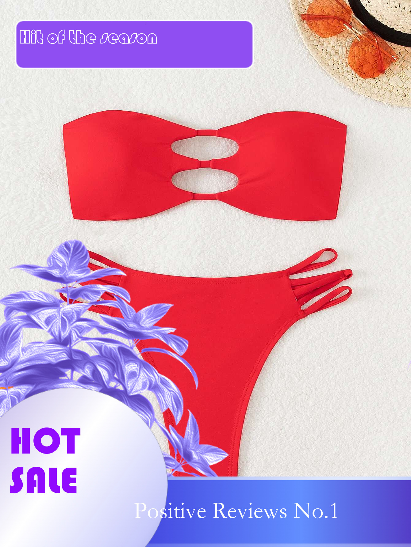Dongdumaoyi Sexy Bandeau Bikini Mujer Solid Red Hollow Out Bandage Cross Push Up Micro Swimsuit Beach Bathing Suit Thong Swimwear