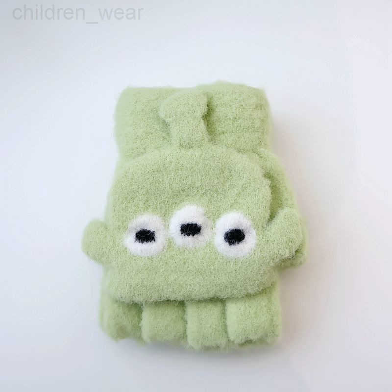Disney Childrens Gloves Winter Warm Half Fingerless Flip Cover Elastic Elementary School Flying Elephant Kiki Strawberry Bear Mickey H251107