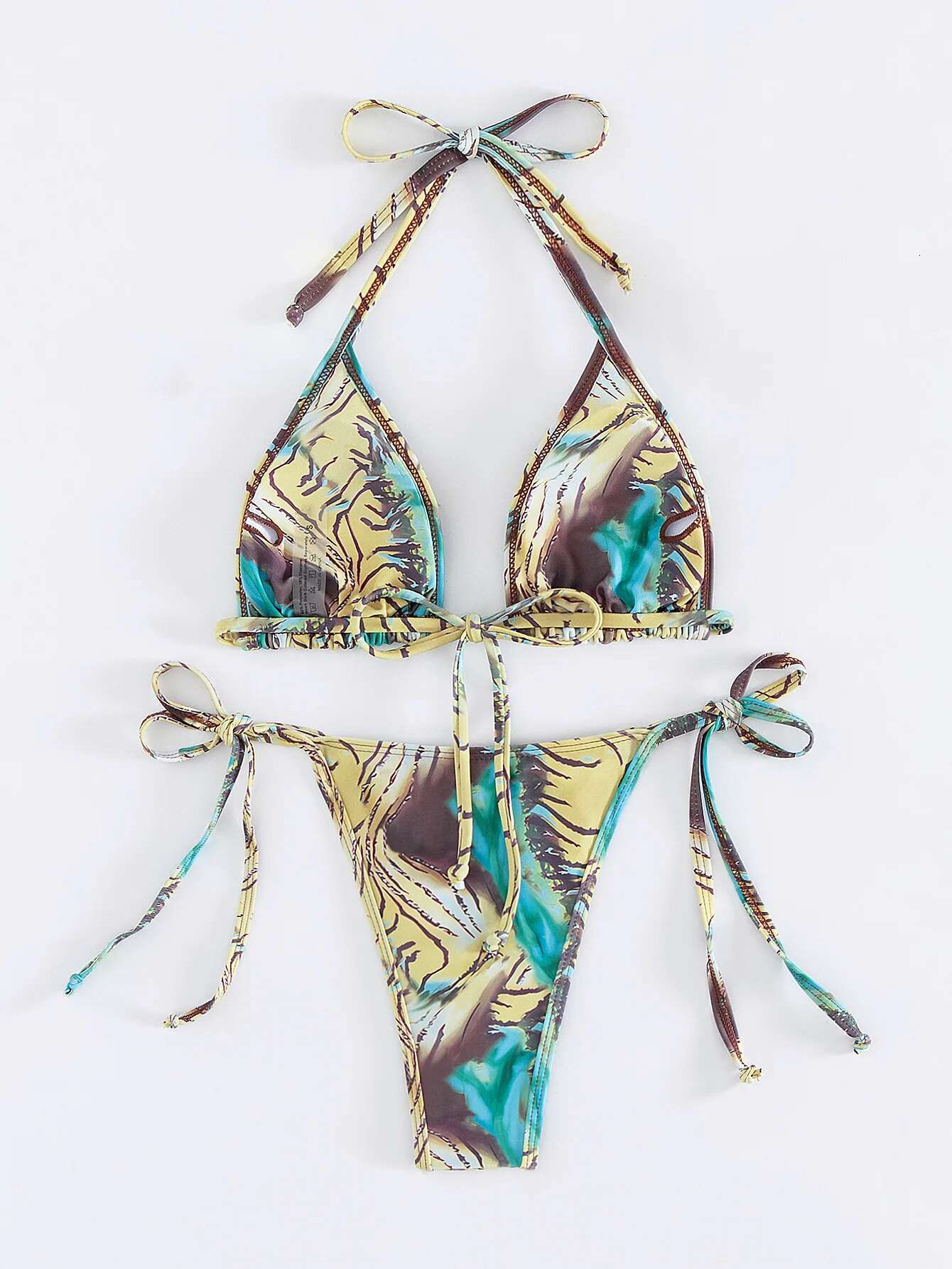 Dongdumaoyi Sexy Gradient Floral Print Bikini Set Women Push Up Bra Tie Side Thong Swimsuit Brazilian Beach Bathing Suit Micro Swimwear