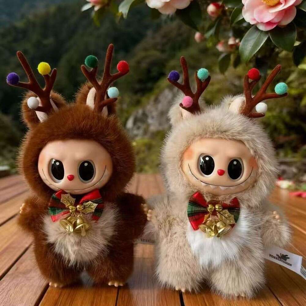 Hot-Selling Christmas Reindeer Plush Cute Vinyl Labubu Pendant Doll Claw Machine Toy