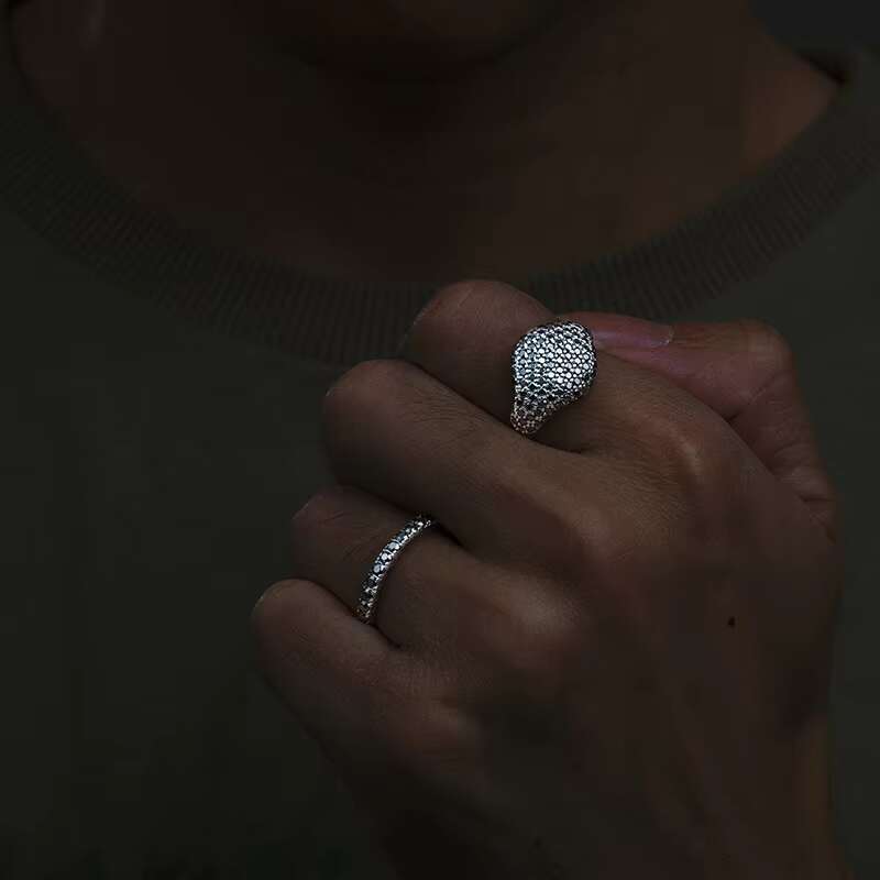 Wholesale Fine Jewelry Dainty 2.45mm 925 Sterling Silver 1 Row Black D Color VVS Moissanite Diamond Tennis Band Ring