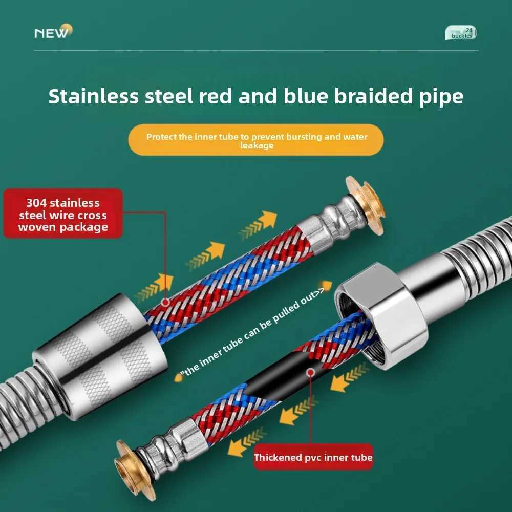 Soft Stainless Steel Braided Inner Tube 15/2/ ible Shower Hose Long Bathro Shower Pipe Extension Bathro Accessories Y251107