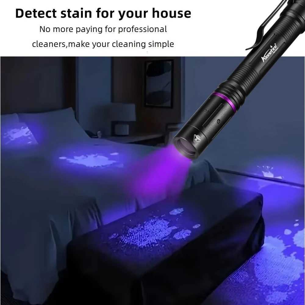 Mini UV Pen light LED Flashlight 365nm/395nm Invisible Marker Blacklight Torch Cat Pet Tinea Stain Marker Money Detection LampW251106