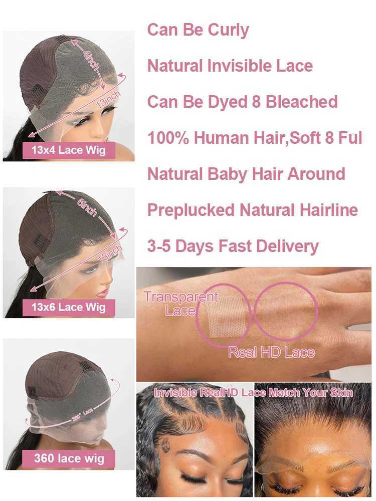 300 High Density 40 46 Inch Bone Straight 13x6 HD Lace Front Wigs Human Hair Brazilian 13x4 360 Full Lace Frontal Wig Pre Pluck W251107