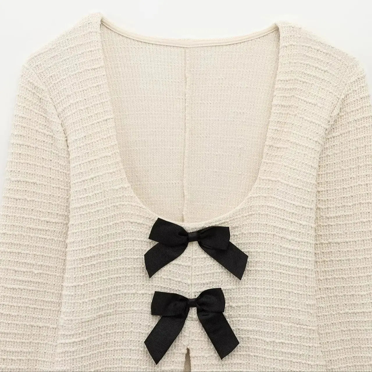 ZBZA Womens Ultra Thin Fit Texture Coat Flared Pants Set Simple ONeck Long Sleeve Solid Top Waist Mens Spring Fashion 250407