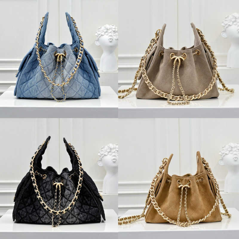 Designer Bags Luxury goods 25 hobo bag suede bag Drawstring Chain 25C Hobo Bucket Bag with 2 Pocket Fashion Leather Denim Blue Handbags Totes Hipster