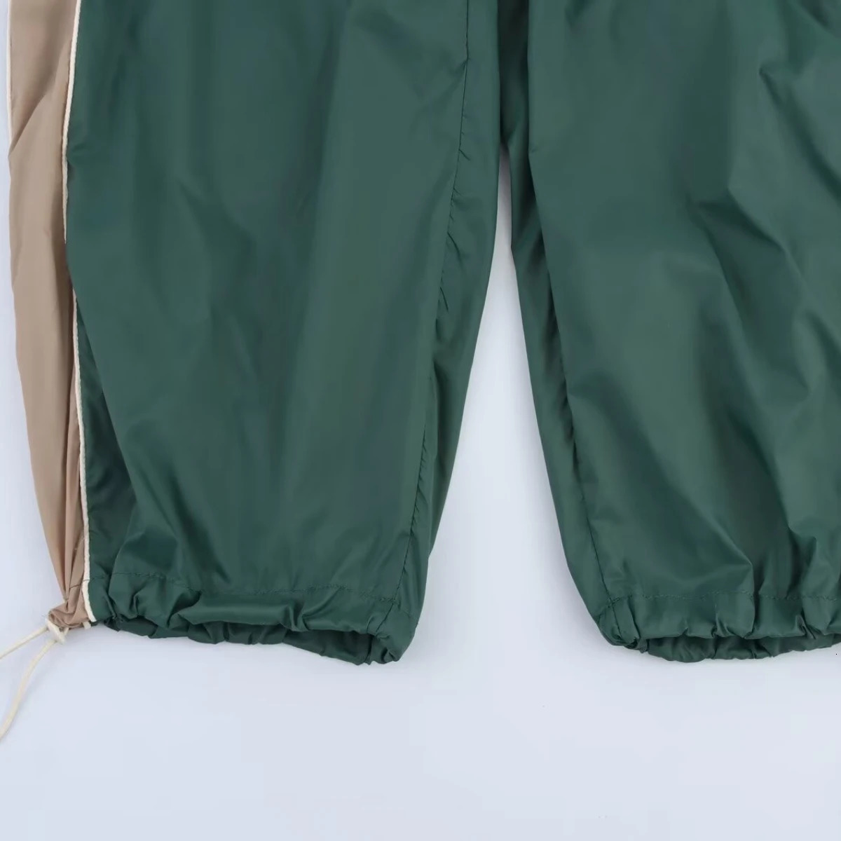 ZBZA Womens Color Matching Sports Jacket Trouser Set Hoodie Top Elastic Waist Tie SpringSummer Casual Chic 250407