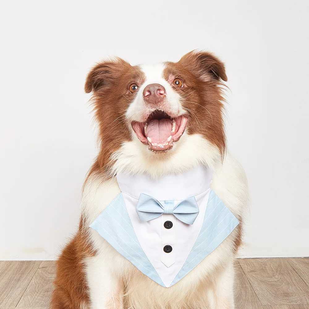 High Quality Sucado dog tailcoat collar adjustable formal pet bandage washable breathable wedding scarf with bow and D-ring used for parties T250407