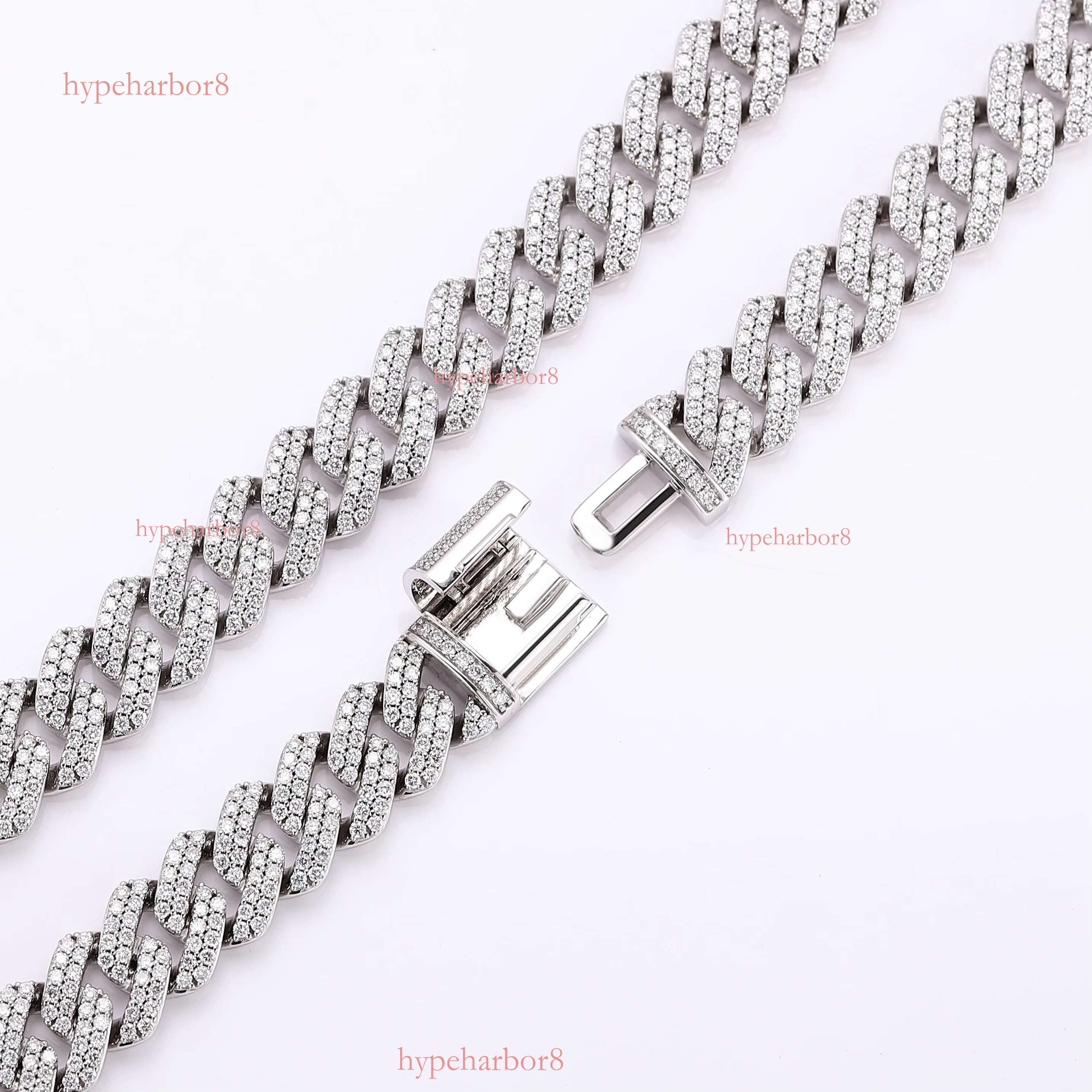 Hip hop jewelry 12mm real 10k white gold DEF VS grown necklace HPHT laboratory Cuban chain