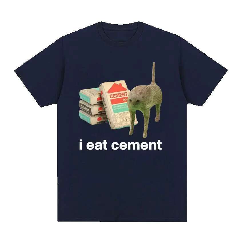 I eat cement cat Malta funny fans because of men and women's casual fashion short sleeved for men's oversized cotton T-shirts top