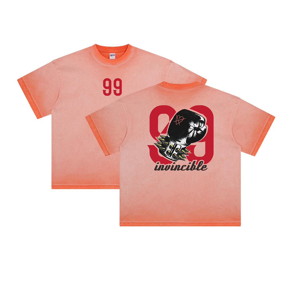 Chain fashion men's clothing | 2025 spring/summer vintage gradient T-shirt trendy brand loose wax printed pure cotton short sleeved shirt