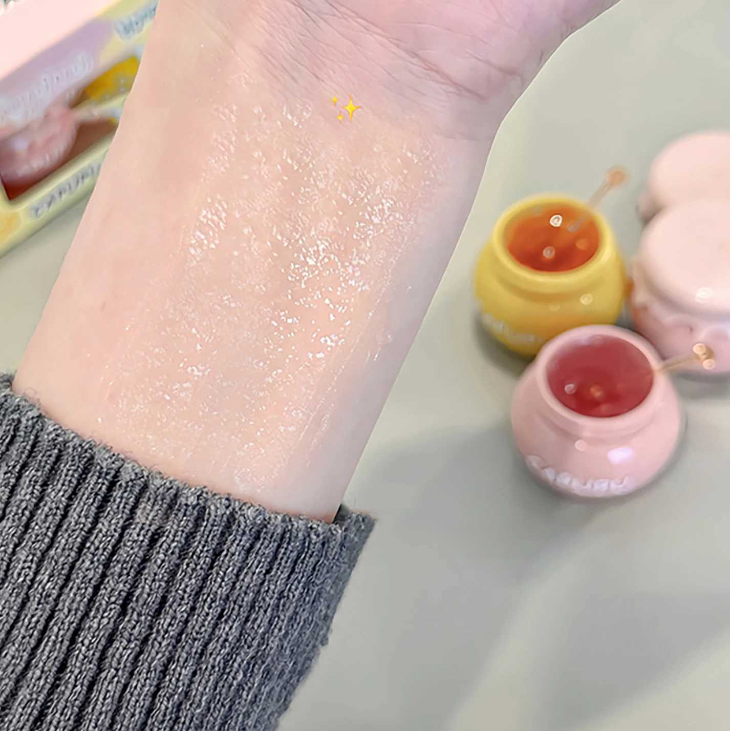 1 piece of peach jelly lipstick transparent and moisturizing reducing lip line honey lipstick fruit lipstick care cosmetics W250407