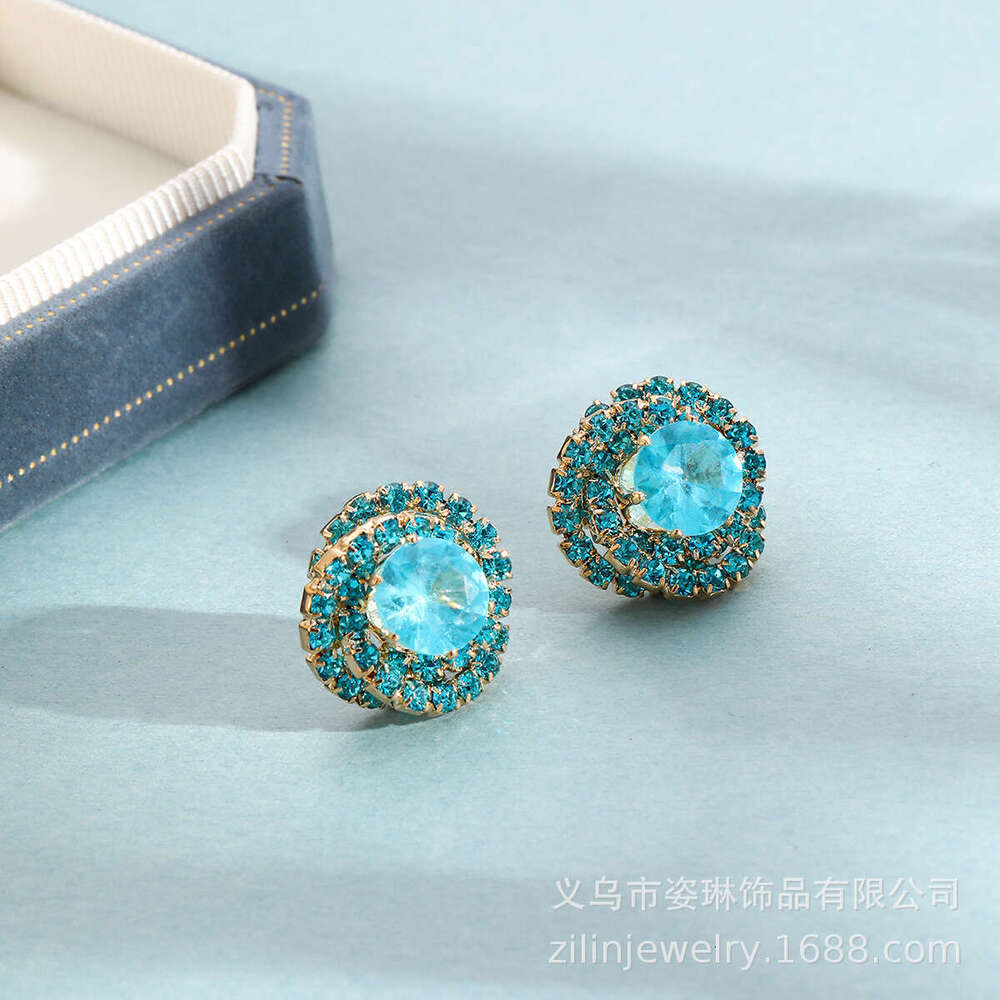 Earrings High grade Small fragrance Delicate small Zircon surround welding copper claw chain rhie earrings
