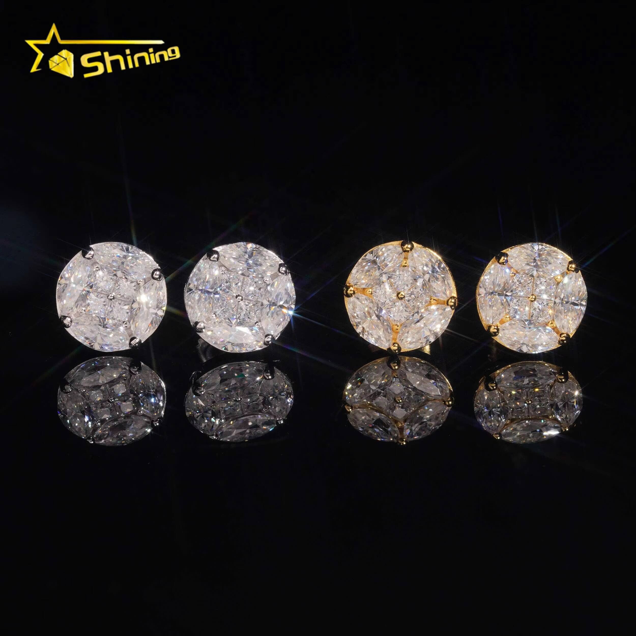 High Quality Pass Diamond Tester Unique Design Hip Hop Men Moissanite Diamond 925 Silver Earrings