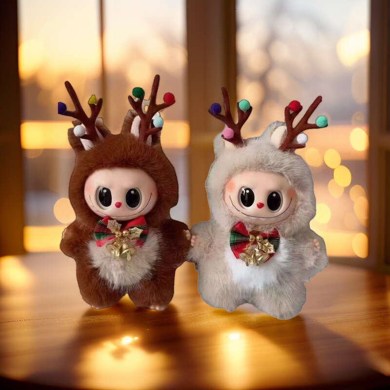 Hot-Selling Christmas Reindeer Plush Cute Vinyl Labubu Pendant Doll Claw Machine Toy