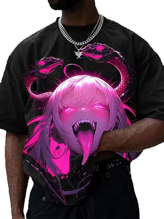 Rick 3D animated printed short sleeved street T-shirt, fashionable top, men's clothing