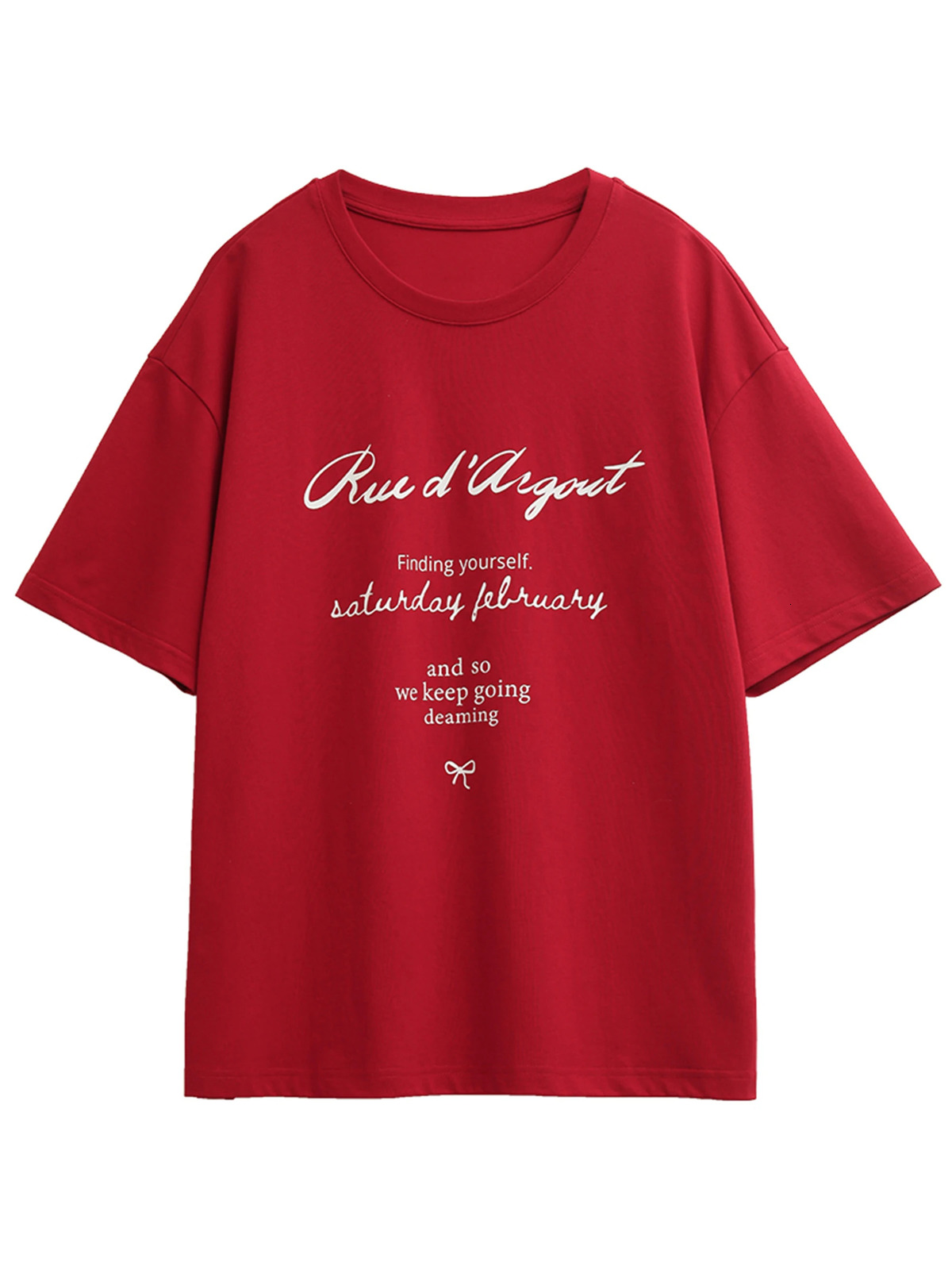 CHIC VEN Womens Tshirt Loose Casual Oneck Short sleeved Letter printed Top SpringSummer 250407